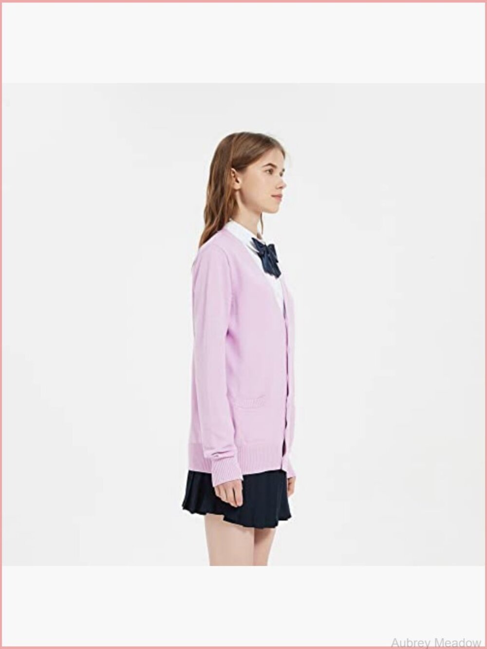 Women's Cardigan V-Neck Button Down Knit Sweater with Pockets - Picture 3 of 7